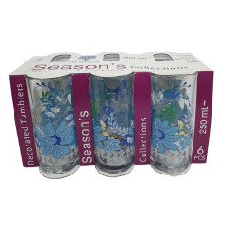 SORAYA JUICE BLUE FLOWER GLASS SET 6 PCS 250 ML