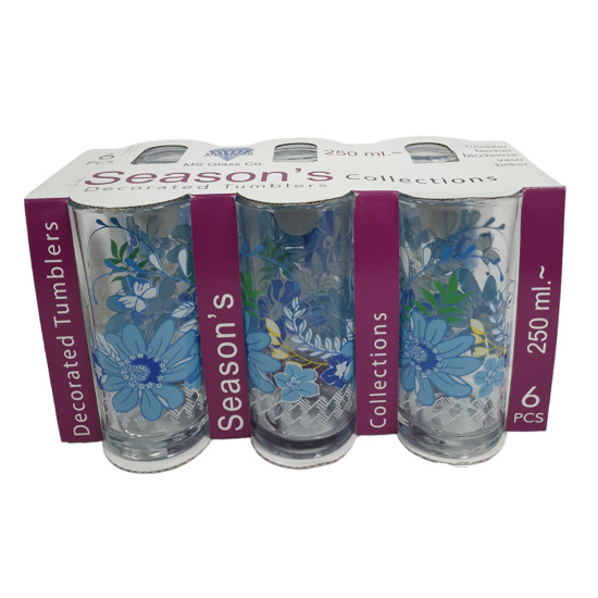 SORAYA JUICE BLUE FLOWER GLASS SET 6 PCS 250 ML image