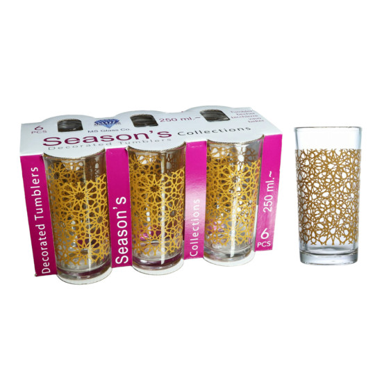 SORAYA JUICE 250 ML MORO TILE PRINTED GLASS SET 6 PCS image