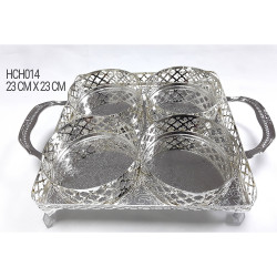 SILVER SQUARE 4 SECTION TRAY