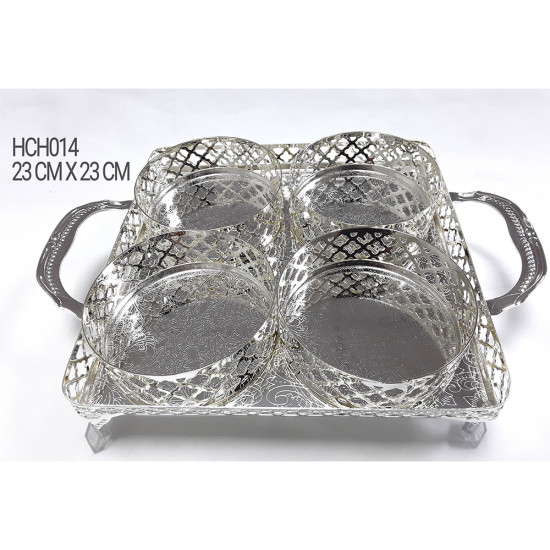 SILVER SQUARE 4 SECTION TRAY image