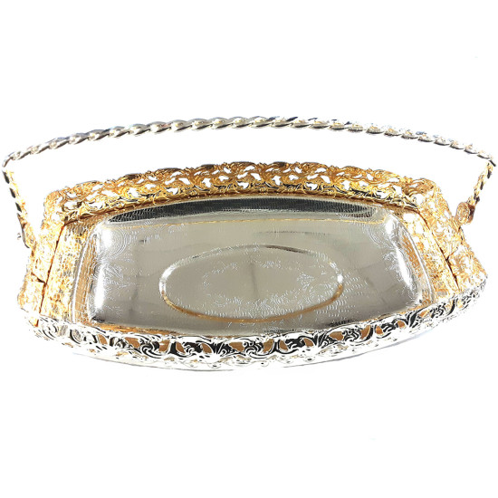 GOLD MITHAI SWEET DISH WITH HANDLE image