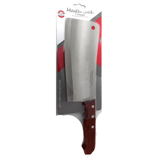 CLEAVER WOODEN HANDLE 7 INCH CARDED image