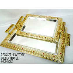 ROUND SILVER PLATED DIAMOND TRAY 2PC