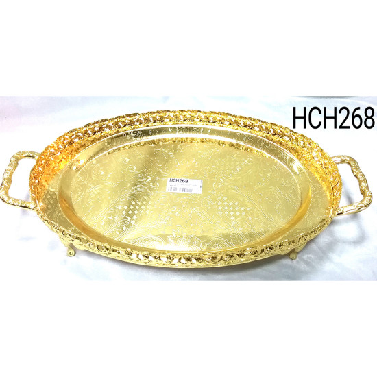 GOLD COLOUR OVAL TRAY FOOTED (G303) image