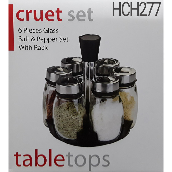 6 PCS REVOLVING SPICE RACK SILVER TOP image