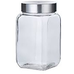 SQUARE GLASS JAR SS LID 1 LT