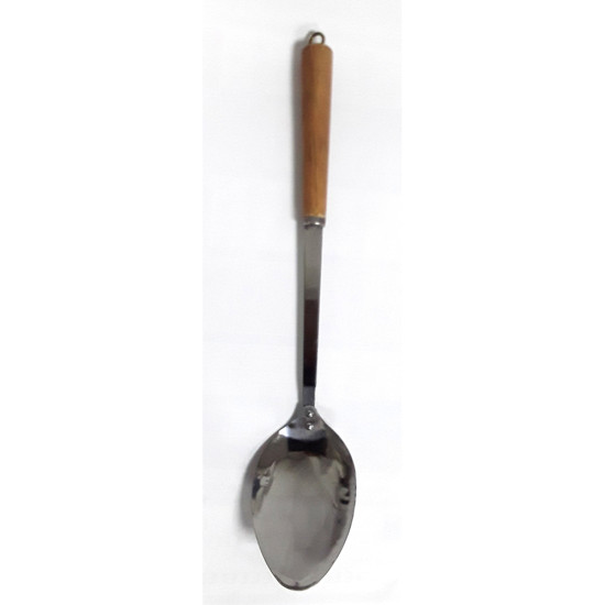 WOODEN HANDLE LIGHT SPOON STEEL -Kitchen tools image