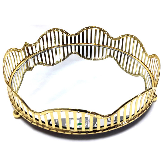 MIRROR TRAY GOLD 28 CM -Trays chrome asstd image