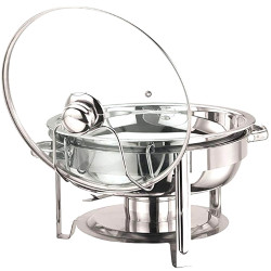 CHAFING DISH ROUND 3.5 LT GLASS LID AND HOOK