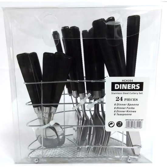 CUTLERY SET BLACK 24 PCS SET -Cutlery sets image