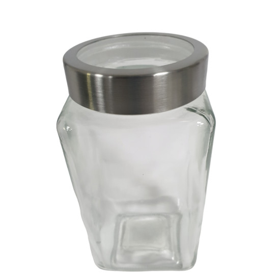 JAR SQUARE WITH SEE THROUGH LID 1.0 LITRE -Glass jars image