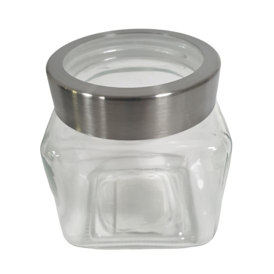 JAR SQUARE WITH SEE THROUGH LID 500 ML -Glass jars image