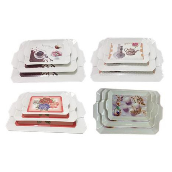 MELAMINE 3 PCS PRINTED TRAY SET ASSORTED PRINTS image