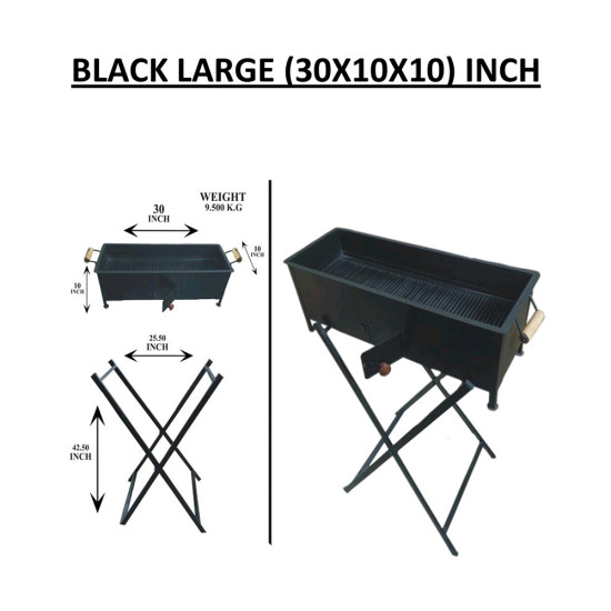 BBQ LARGE BLACK 30 X 30 10 X 10 INCH INCLUDING STAND image