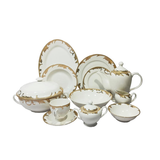  GOLDEN DINNER SET 61 PCS NEW BONE CHINA image