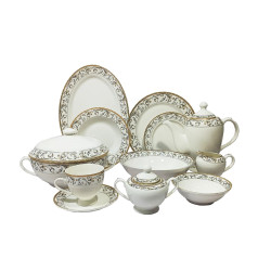 GOLDEN DINNER SET 61 PCS NEW BONE CHINA