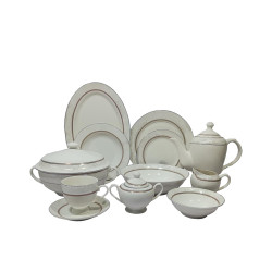 DINNER SET NEW BONE CHINA 61 PCS SILVER