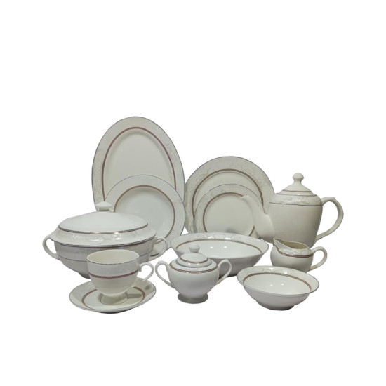 DINNER SET NEW BONE CHINA 61 PCS SILVER image
