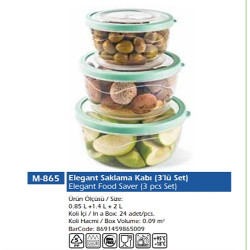 ELEGANT PLASTIC CONTAINER ROUND 3PC SET (0.85L, 1.4L, 2L)