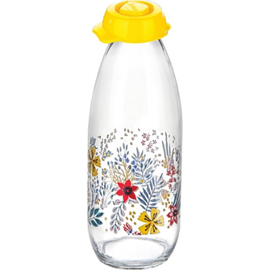 BOTTLE MILK/FRUIT JUICE ETC DECORATED 1 LITRE -Glass jugs image