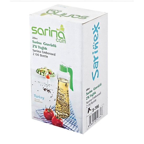 OIL JAR EMBOSSED 2 PCS SET BOXED -Glass jars image