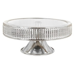 CUBIK STRIP CAKE STAND 27 CM SILVER 2 TIER