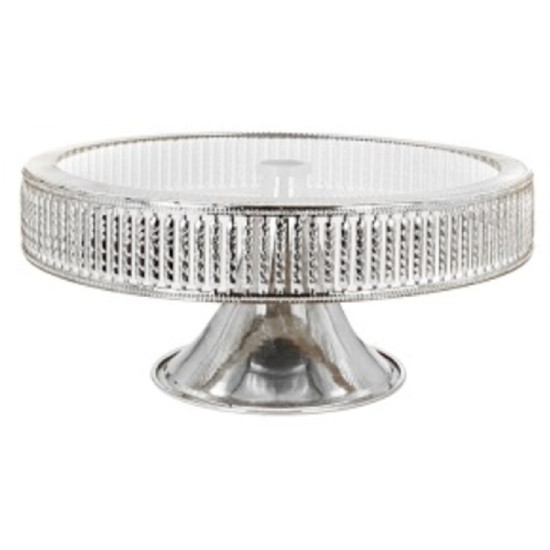 CUBIK STRIP CAKE STAND 27 CM SILVER 2 TIER -Trays chrome asstd image