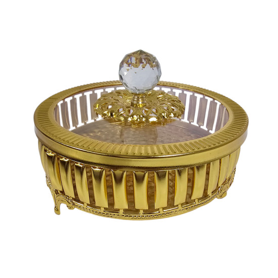 ALTIN TRAY WITH ACRYLIC LID GOLD SIZE 15CM image