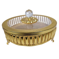 ALTIN TRAY WITH ACRYLIC LID GOLD SIZE 25 CM