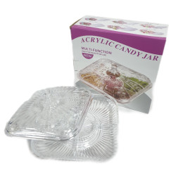 ACRYLIC CANDY DISH SQUARE WITH COMPARTMENTS 28 CM X 28 CM