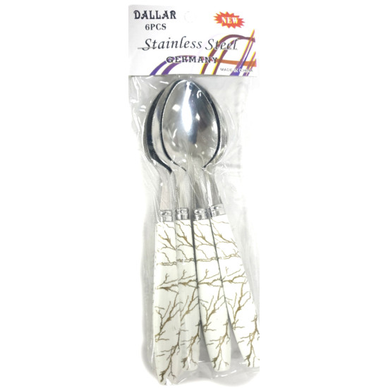DESSART SPOON MARBLE EFFECT PAK OF 6 PCS WHITE -Cutlery image
