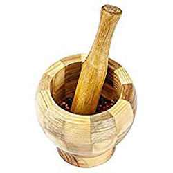 WOODEN MORTAR & PESTLE 12 CM