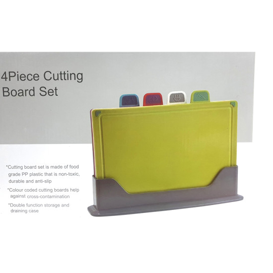 CHOPPING BOARD SET 4 PCS WITH STAND IN GIFT BOX 30 CM X 20 CM -Assorted houseware image