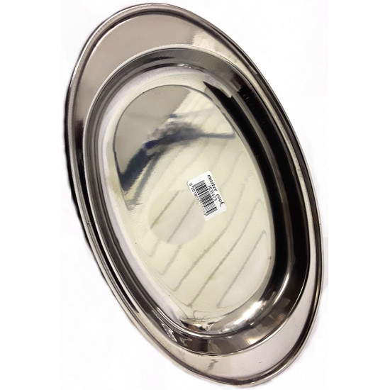 SS DEEP OVAL SERVING TRAY 40CM image