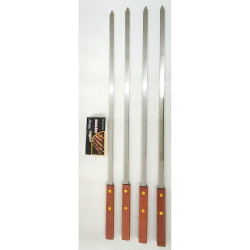 4 PC FLAT SKEWERS WOOD HANDLE 53 CM