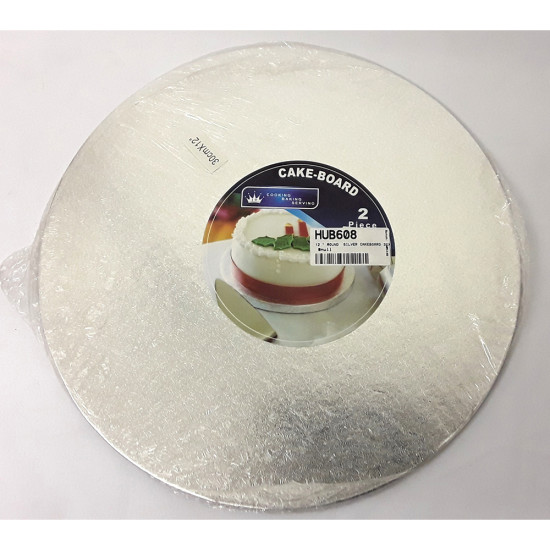 12 INCH ROUND SILVER CAKEBOARD 30X12 -Assorted houseware image