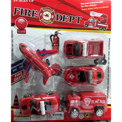 FIRE DEPARTMENT TOY SET ON CARD