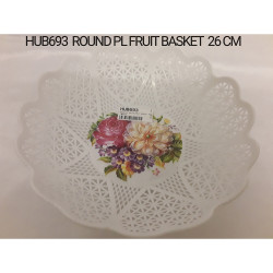 ROUND PL WHITE FRUIT BASKET 26CM
