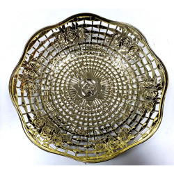 GOLD/SILVER ROUND TRAY 28CM