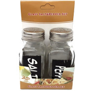 2 pcs SQ GLASS SALT & PEPPER SET