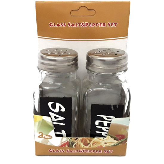 2 pcs SQ GLASS SALT & PEPPER SET -Assorted houseware image