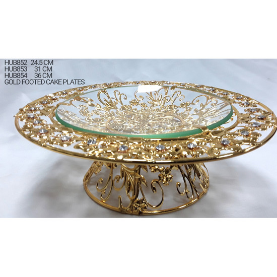 24.5 CM FOOTED CAKE PLATE GOLD image