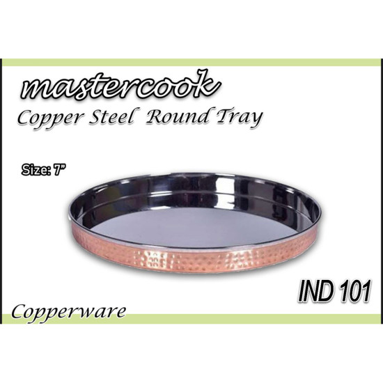 COPPER STEEL ROUND THALI TRAY 7 INCH image