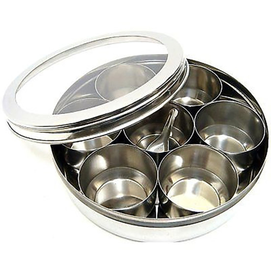 MASSALA DABBA SEE THROUGH LID NO 13 S/S image