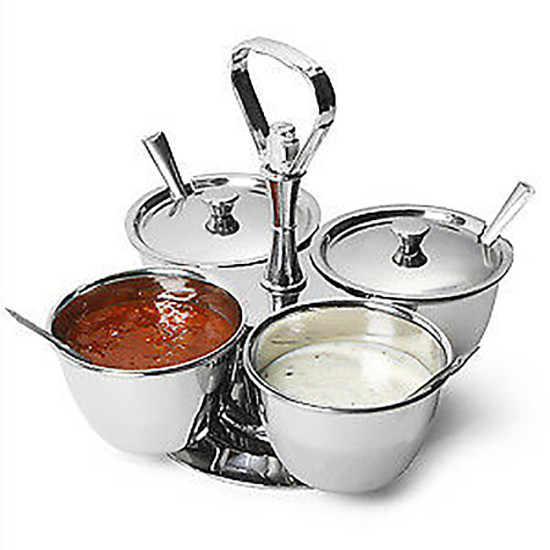 4 COMP RELISH SERVER HEAVY TYPE -Relish servers image