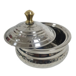 STEEL BELLY SHAPE HANDI WITH LID SIZE 11 CM