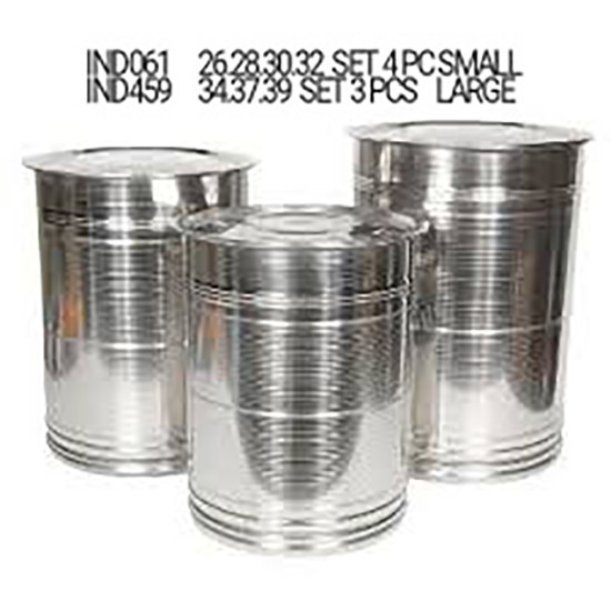  3PC SS ATTA DRUM 34-37-39 -Assorted steel goods image