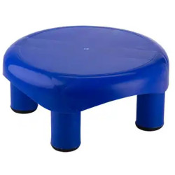 STOOL ROUND PLASTIC  LARGE  IN SILVER & BLACK COL SIZE 12 X 4.5 INCH