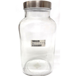 SQUARE GLASS JAR SILVER TOP 3.28 LT